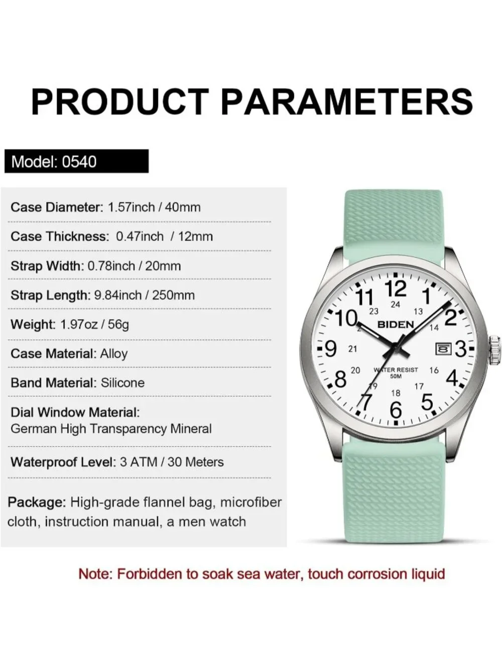Men's Green White Analog Unisex Medical Professionals Waterproof Nurse Watch